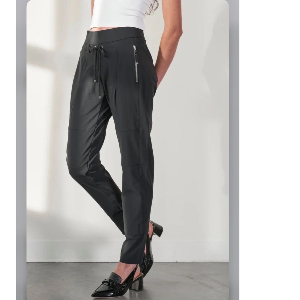 Raffaello Rossi Candy Black Technical Jersey Tapered Jogger Pants Size 38